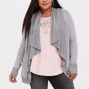 Torrid Grey Drape French Terry Cardigan